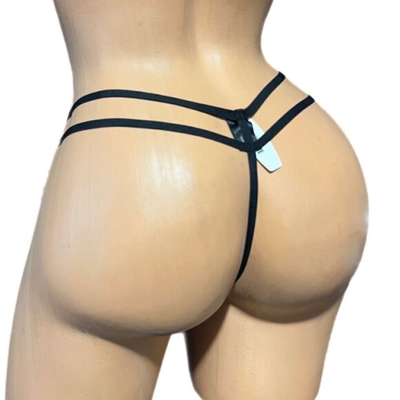 Victorias Secret Sexy Double Strap Sheer Mesh One Size Small Medium Large Thong - Picture 2 of 2
